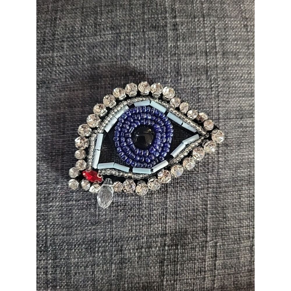 Beaded Rhinestone Eyeball Applique 2"x2" Sew On
